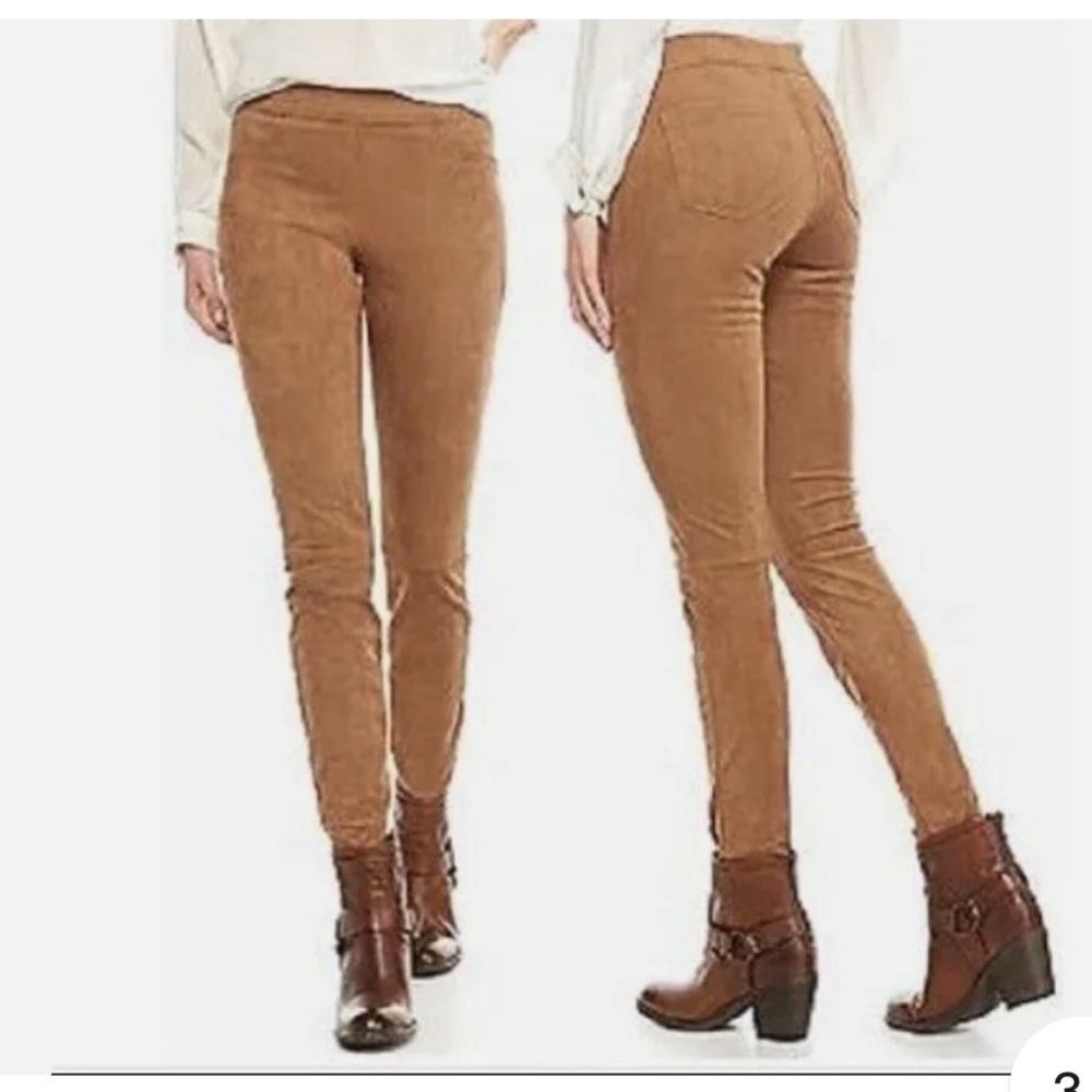 NWT neutral Max Studio Vicuna Faux Suede Legging Camel Caramel Brown Size Large